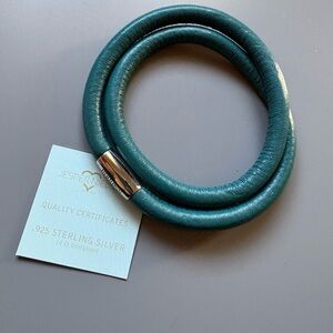 Jesper Nielsen Leather Wrap Bracelet | Green Bayou | Sz 42cm / 8.5”